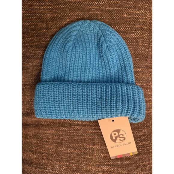NWT Paul Smith Blue Lambswool Beanie Hat Made in Scotland - Picture 1 of 2
